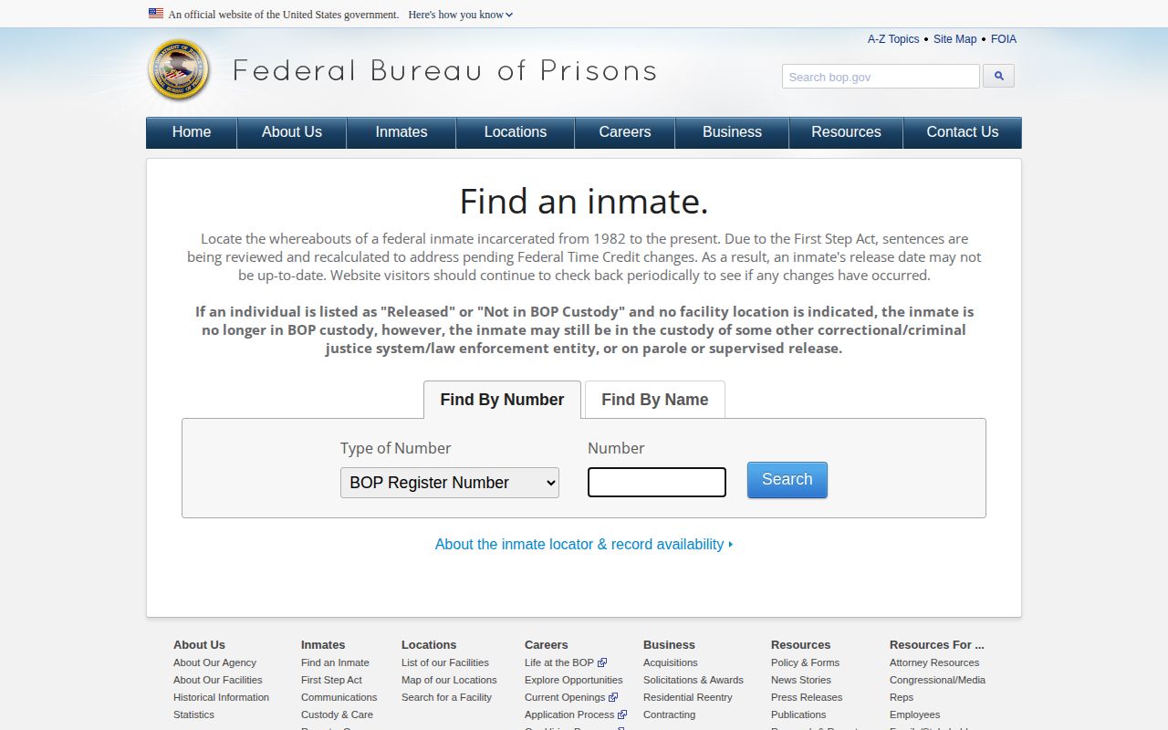 Federal Bureau of Prisons locator for a separate Heard County federal custody record