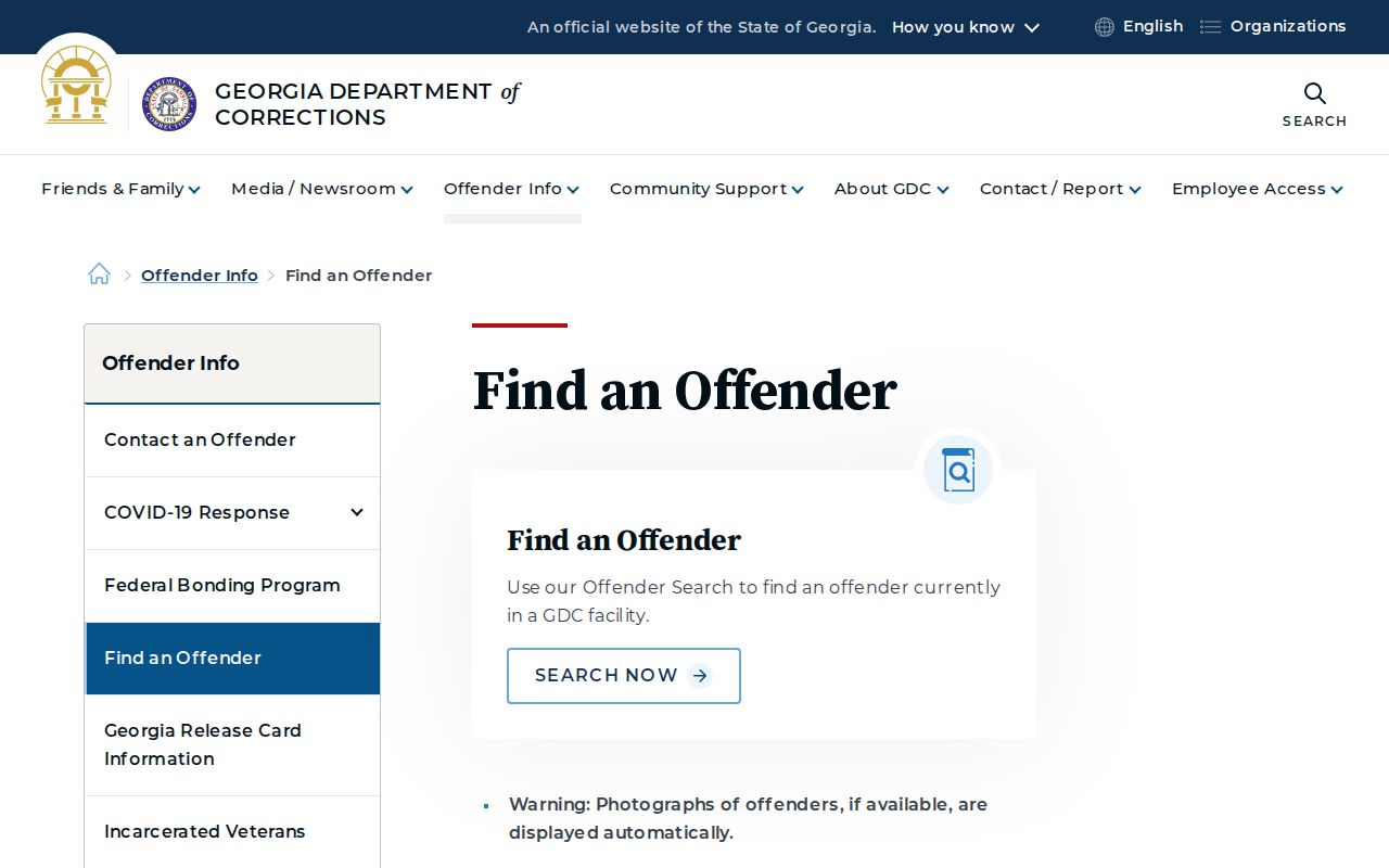 Georgia Department of Corrections offender search for a Heard County custody lookup