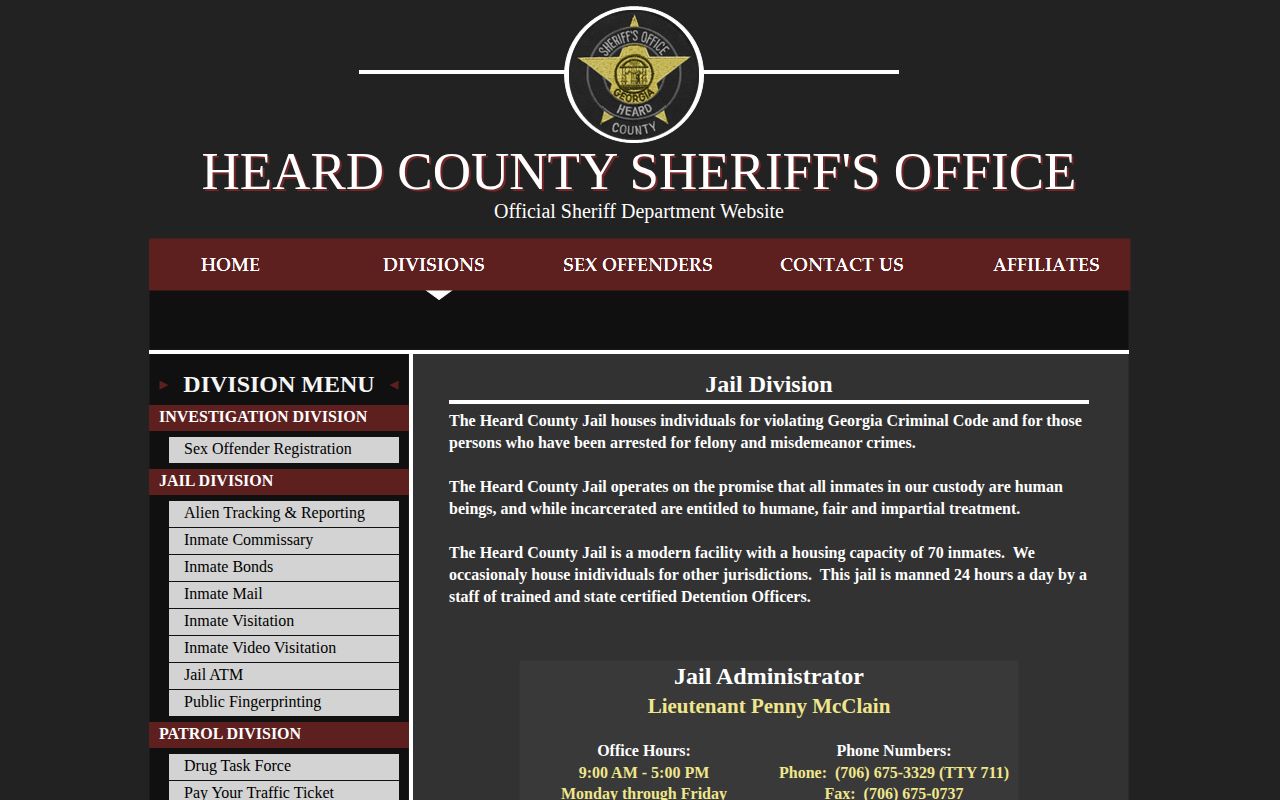 Heard County Jail official facility information page